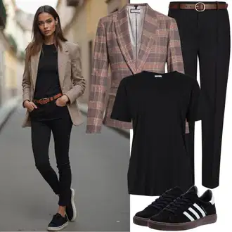 Outfit sa Crna Tenisica s platformom/Debele Tenisice Buffalo "Proljetna odjeća"
