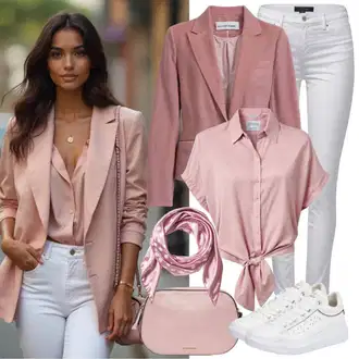 Kombinacije za slobodno vrijeme Poslovni sa Pink Odijelo WE Fashion "Savršeno za proljeće"Look: Ured, Poslovni