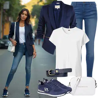 Outfit sa Tamnoplava/Plava Kožni Remen/Ležerni Remen/Klasični Remeni/Ženski Opasak bez Kopče/Široki Pojas Vanzetti "Savršeno za proljeće"