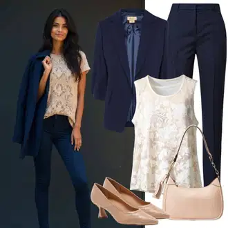 Outfit sa Pink/Bež/Smeđa/Bijela/Crvena/Krem Bluza Dječja igračka/Čipkasta Bluza/Bluza bez rukava/Engleska Bluza s Broderie answear lab "Savršeno za slobodno vrijeme"