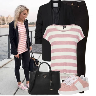 Dlouhé Outfit s Černá/Vínová Skinny Kalhoty/Kalhoty s Vysokým Pasem/Tregíny/Legíny s Vysokým Pasem/Push up Kalhoty/Jeggings VERO MODA "Cool každodenní outfit"