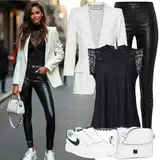 Černé kožené kalhoty outfity image