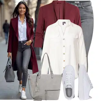 Outfity pro baculky Kancelář s Červená/Tmavě červená/Vínová Vila "Módní jarní outfit"Look: Kancelář, Elegantní, Chytrý příležitostný