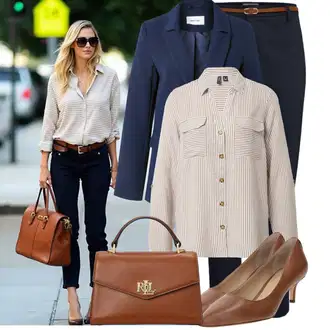 Outfity pro baculky Elegantní s Hnědá/Béžová Polo Ralph Lauren "Módní jarní outfit"Look: Kancelář, Elegantní, Francouzské, Old Money, Bezešvé, Šik