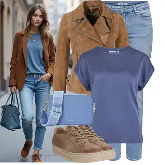 80tá léta Outfit s Šedá/Hnědá/Khaki/Béžová Bunda s Bočním Zipem/Kožené Bund Kožená vintage bunda/Bunda z Umělé Kůže/Motorkářské Bund/Kožené Bund/Motorkářská bunda Freaky Nation "Jedinečný volnočasový outfit"Look: Emo, Italský, Western, 80tá léta