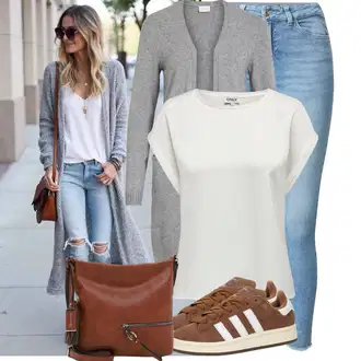 Zapínání na knoflíky Dlouhé Outfit s Šedá/Tmavě šedá/Světle šedá Pletenina veľkej veľkosti/Šaty Móda Pro Plnoštíhlou/Kabát/Tunika Vila "Stylové kombinace pro volný čas"