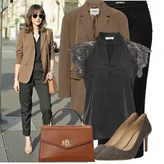 Outfit s Černá/Hnědá/Fialová/Zelená/Červená Kalhoty s Vysokým Pasem/Business Kalhoty/Manšestrový legíny/Úzká Kalhoty/Skinny Kalhoty/Kalhoty se Štěrbinou/Rovná Kalhoty/Jeggings Only "Stylový outfit na jaro"