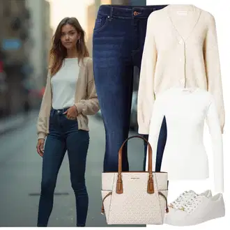 outfit mit Bež/Rjava Poslovna torba/Vrečka za prenašanje/Previjalna torba/Torba za čez ramo/Pisarniška torba/Satchel torba/Torba za čez ramo/Nakupovalka MICHAEL Michael Kors "Udoben videz za pomlad"