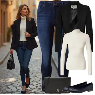 outfit mit Črna Plašč Only "Udoben videz za pomlad"