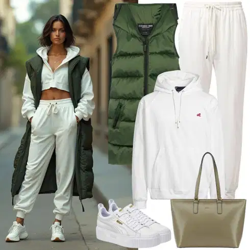 Kombinace Bílá Unisex Mikina S Kapucí/Sveter Dámský Svetr/Svetr s kapucí/Partnerská Mikina/Sportovní mikina/Oversize mikina/Originální mikina/Vintage mikina/Svetr S Kapucí Pull&Bear