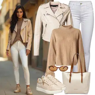 Outfit s Žlutá/Hnědá Basic Svetr/Vodopádový Svetr/Svetr s kapucí/Pletený Svetr/Mohair Pullover/Svetr Niki/Jednoduchý Svetr/Rolák/Zimní Svetr/Vlněný Svetr/Svetr s límečkem JdY "Volnočasový outfit"