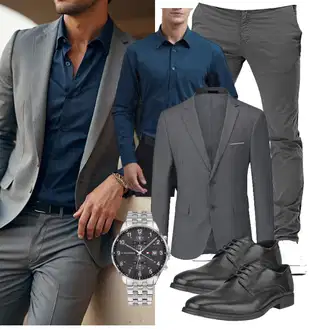 Business Outfits Casual, Moderne mit Hellgrau/Dunkelgrau/Grau/Khaki MERISH, Ecco "Business Outfit"Look: Nahtlos, Smart Casual, Coole, Moderne, Schön, GoGo, Goa, Empire, Lack