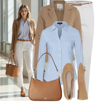 s gumbom Outfit sa Svjetloplava Bluza i Tunika/Bluza Veći Broj More & More "Odličan look za slobodno vrijeme"