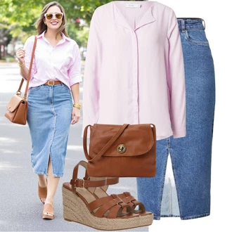 Denim/Traper Outfit sa Ljubičaste boje/Svjetloplava/Plava Kratke hlače velike veličine/Haljina Veći Broj VERO MODA "Odličan look za slobodno vrijeme"