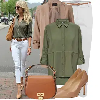 Outfit sa Zeleno/Tamnozelena Tunika/Bluza Veći Broj JdY "Moderan outfit za slobodno vrijeme"