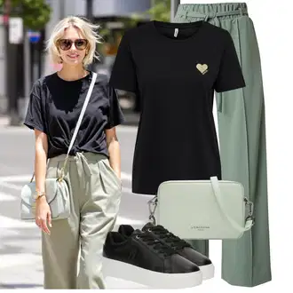Kulatý výstřih Outfit s Zlatý Neformální tričko/Fancy tričko/Funkční tričko/Pletené tričko/Košile s potiskem/Tričko s krátkým rukávem/Sportovní tričko/Tričko s potiskem Only "Skvělý vzhled pro volný čas"