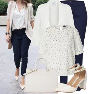Outfit sa Krem/Bijela Kaput/Pletivo Veći Broj/Tunika Pieces "Moderna kombinacija za slobodno vrijeme"