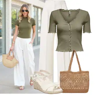 Maxi Outfit s Krémová/Bílá/Khaki/Béžová Nezařazené Copenhagen Muse "Módní outfit pro volný čas"