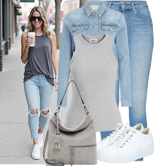 Outfit s Světle modrá/Modrá Džínové Legíny/Jeggings/Kalhoty Slim & Skinny Skinny Kalhoty Only "Módní outfit pro volný čas"