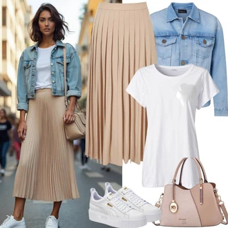 outfit mit Khaki/Bež/Rjava Kratka plisirana krila koton, Bež/Rjava Pisarniška torba/Torba za Macbook/Poslovna torba/Men's Bags big star shoes "Edinstvena prosti čas obleka"