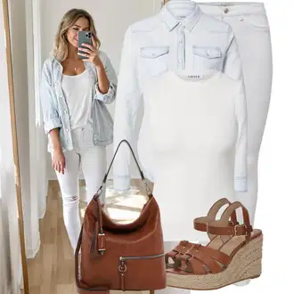 Kulatý výstřih Outfit s Bílá/Krémová Edited "Skvělý vzhled pro volný čas"
