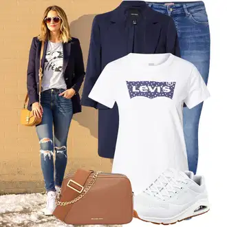 Old Money Outfit sa Plava/Svjetloplava Traperice Kožna Jakna/High Waist Traperice/Kožne Cipele/Čizma do Gležnja/Capri Traperice/Slip-on Traperice/Skraćene Traperice/Muška Kožna Jakna/Ženske Traperice 7/8 Dužine/Zimska jakna/Push-up Traperice Only "Odličan za slobodno vrijeme"Look: Stil, Rap, Disko, cool, Prekrasan, Old Money