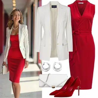 Outfit sa Krem/Bijela Kaput/Odijelo wallis "Elegantan izgled"