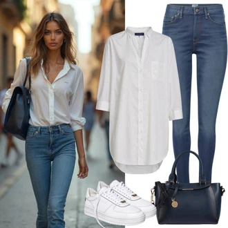outfit mit Modra/Svetlo modra Ozke Kavbojke/Push up Kavbojke/Usnjena Jakna/Zimska jakna/Kavbojke Visokega Pasu/Odrezane Kavbojke/Usnjene Čevlje/Kavbojke na Poteg/Termodžinsi/Moška Usnjena Jakna/Gležnarji/Kavbojke z Razporkom United Colors of Benetton "Elegantna obleka"