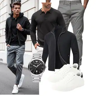 Laufen Winter Outfit mit Jacquard Jacke Huayuzh "Freizeit Outfit"Look: Freizeit, Laufen, Joggen, Baseball, Fußball, Golf