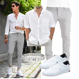 Outfit mit Grau Unkategorisiert PITTMAN, Grau Unkategorisiert Tommy Hilfiger "Freizeit Outfit"