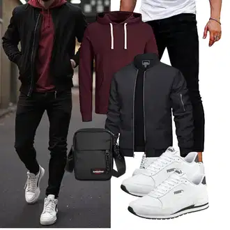 Herbst Outfits Geburtstag mit Schwarz/Dunkelblau/Dunkelgrau Kunstfaserjacke/Collegejacke/Fliegerjacke/Jacke mit Seitlichem Reißverschluss/Bomberjacke TACVASEN "Freizeit Outfit"Look: Ball, Wasen, Date, Schule, Pop Konzert, 18 Geburtstag, Geburtstag
