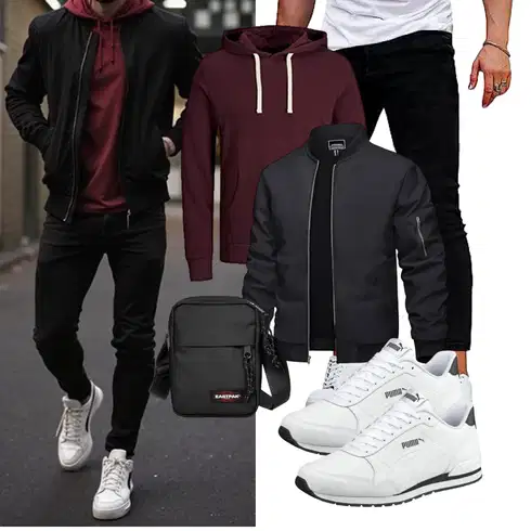 Schwarz/Dunkelblau/Dunkelgrau KunstfaserJacke/CollegeJacke/FliegerJacke/Jacke mit Seitlichem Reißverschluss/BomberJacke TACVASEN kombinieren
