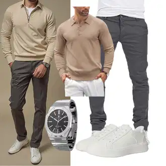 7/8-lang Outfit mit Dunkelgrau/Hellgrau/Grau/Khaki Yazubi "Freizeit Outfit"