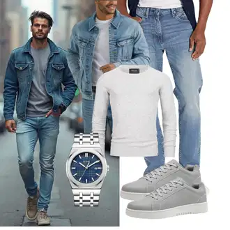 Outfit mit Blau/HellBlau Kurze Jeansjacke Lee "Freizeit Outfit"