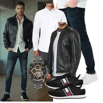 Outfit mit Lederjacke Tazzio "Freizeit Outfit"