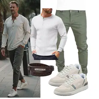 Bank Outfit mit COOFANDY "Freizeit Outfit"Look: Bank, Wasen, Date