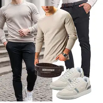 Outfit mit Schwarz/Grau/Dunkelblau/Khaki/Dunkelgrau Indicode "Freizeit Outfit"