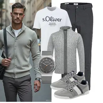 Tapered Outfit mit Dunkelgrau/Hellgrau/Dunkelblau/Grau Jack & Jones "Freizeit Outfit"