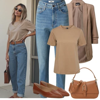 S Resicama Outfit sa Smeđa/Bež/Siva Nekategorizirano Pieces "Jarní outfit"