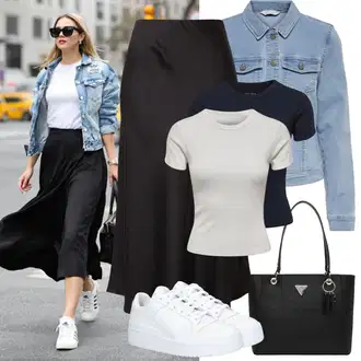 Outfit sa Crna/Smeđa/Siva Suknja na Omot/Suknja A Kroja/Suknja do Potkoljenice/Kršćanska Suknja/Lepršava Suknja/Duga Suknja/Maksi Suknja/Midi Suknja/Moderne Suknja/Suknja Za Matični Ured/Unisex Suknja Drykorn "Jarní outfit"