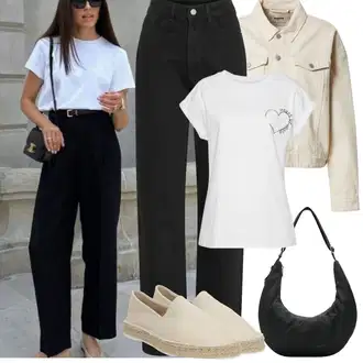 Outfit s Béžová/Khaki Krátké Džínové Bundičky/Manšestrová Bunda/Vintage Bund/Udržitelná bunda/Letní Bund/Krátký Bund/Krátký Bund about you x marie von behrens "Jarní outfit"