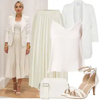 Outfit sa Krem/Bijela Kaput/Pletivo Veći Broj/Tunika Pieces "Jarní outfit"