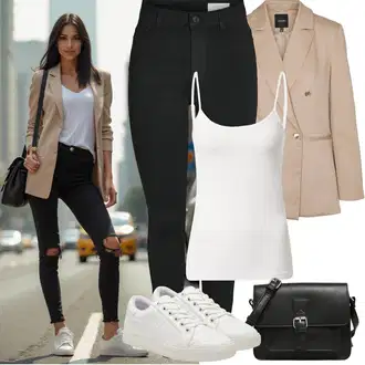 Outfit s Černá Kožená bunda/Džíny s Rozparkem/Push up Džín/Termální Džíny/Motorkářské Džíny/Kožené Boty/High Waist Džínové Kalhoty/Zimní bunda Noisy may "Jarní outfit"