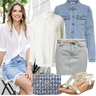 Outfit s Světle modrá/Modrá Krátké Džínové Bundičky/Džínové Bund Only "Jarní outfit"