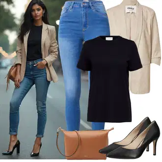 Ležerno Outfit sa Plava/Svjetloplava Jeggings/Traper Tajice Only "Jarní outfit"Look: Rap, Besprijekorno, Ležerno, cool, Old Money, moderne