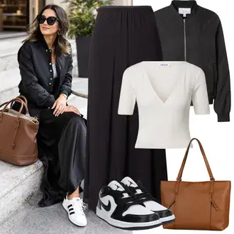 Dlouhý střih Outfit s Černá/Hnědá VERO MODA "Jarní outfit"