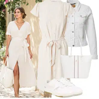 Outfit sa Krem/Siva/Bijela Kaput Only "Jarní outfit"