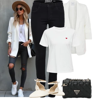 Outfit s Černá Jeggings/Skinny Kalhoty/Džínové Legíny/Tregíny Only "Jarní outfit"