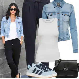 Džínovina Outfit s Světle modrá/Modrá Bunda Krátké Džínové Bundičky/Vintage Bund Only "Jarní outfit"