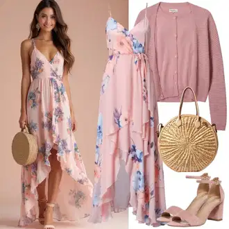 Narozeniny Outfit s Červená/Růžová/Fialová Přiléhavé Šaty/Květinové Šaty/Midi Šaty/Šaty na tenké ramínko/Úzké Šaty/Šaty S Potiskem/Šaty S Rovným Střihem/Sexy šaty temu "Jarní outfit"Look: Vánoce, Valentýn, Chatky, Narozeniny, 18. narozeniny, Zvláštní příležitosti, Popový koncert, Coachella, Malle, Zahradní večírek, Festival, Koncert